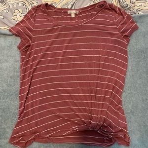 Nine Britton knot front knit top. Dark pink. XL